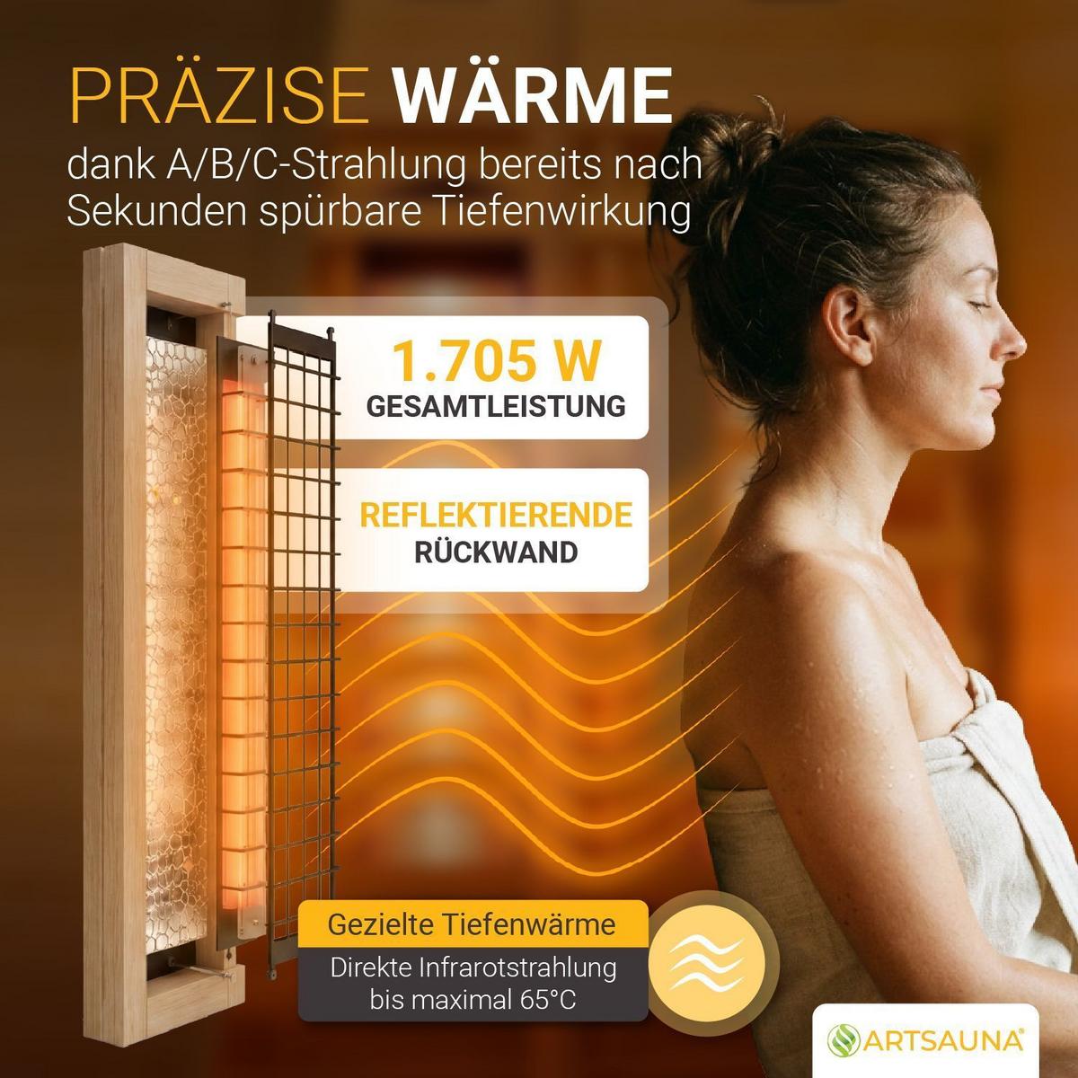 INFRAROTKABINE Trondheim90 natur mit Dual-Technologie & Hemlockholz - Schwarz, Holz (90/190/90cm) - Artsauna