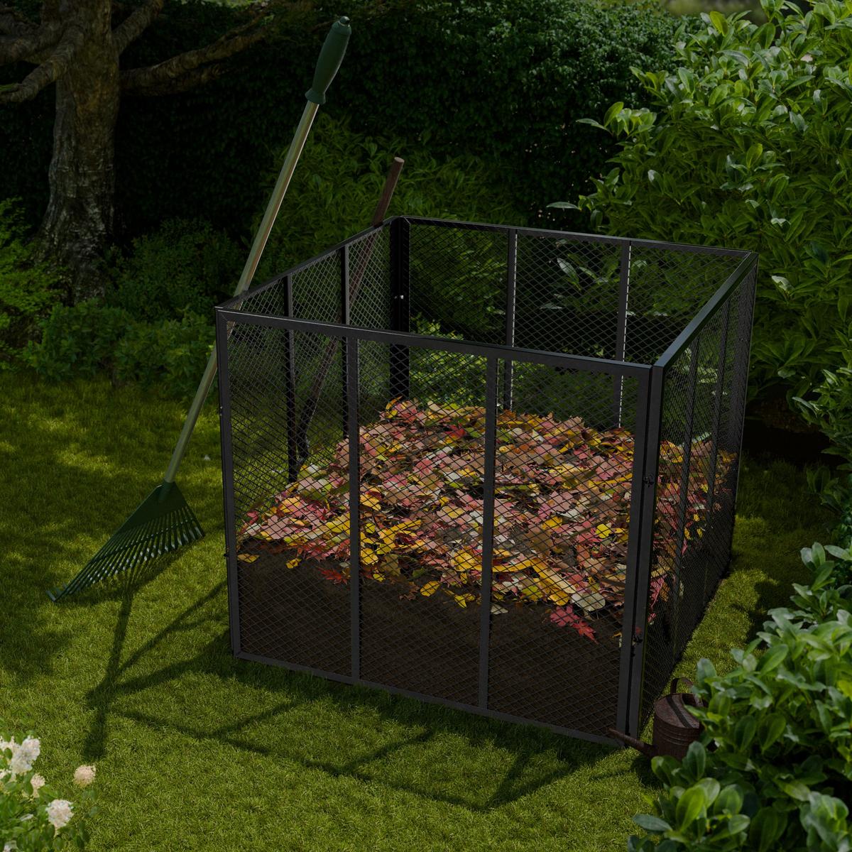 KOMPOSTER Metall schwarz 450L - Schwarz, Metall (80/70/80cm) - Juskys