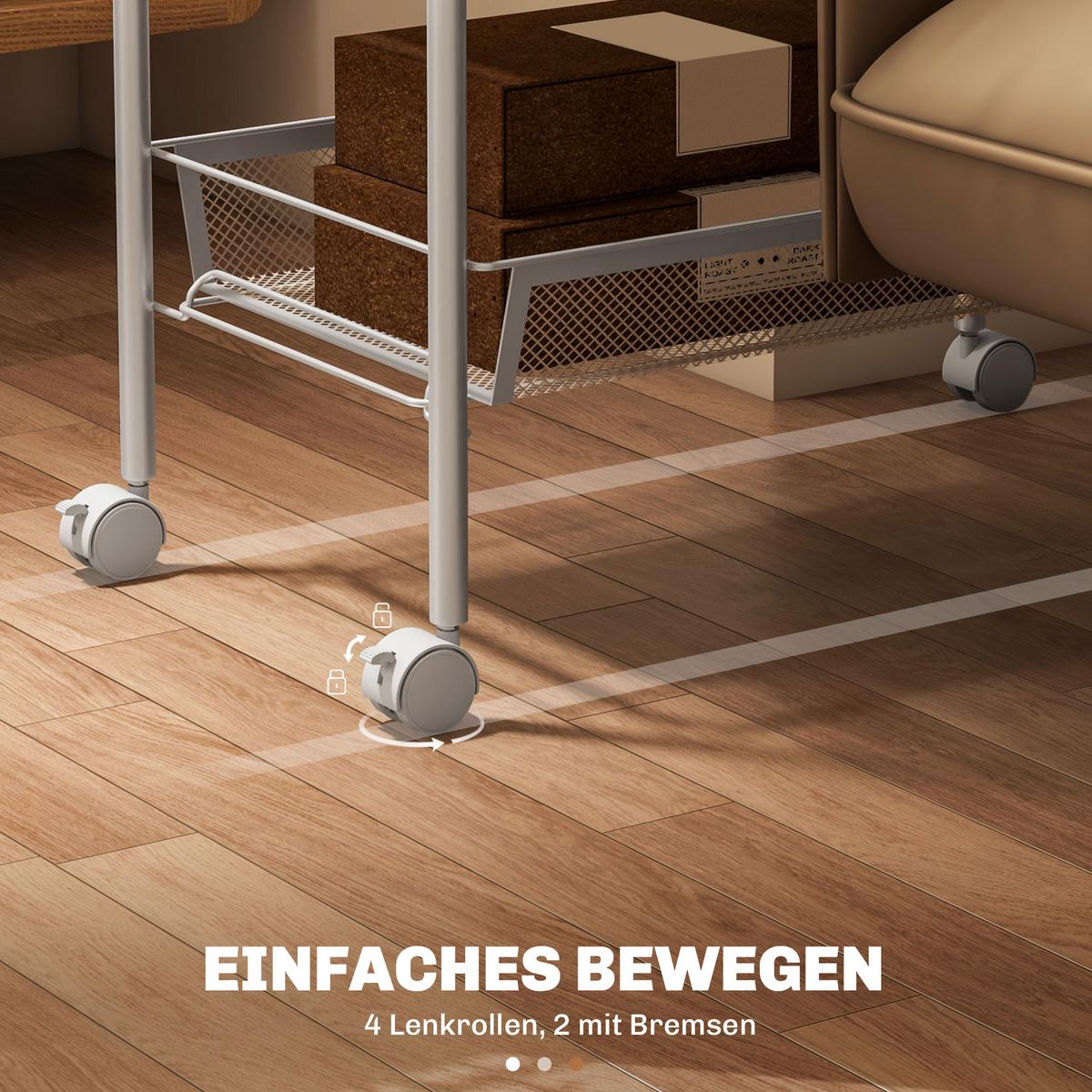 SERVIERWAGEN Stahl Weiß - Weiß, Metall (26.5/106/45cm) - HOMCOM
