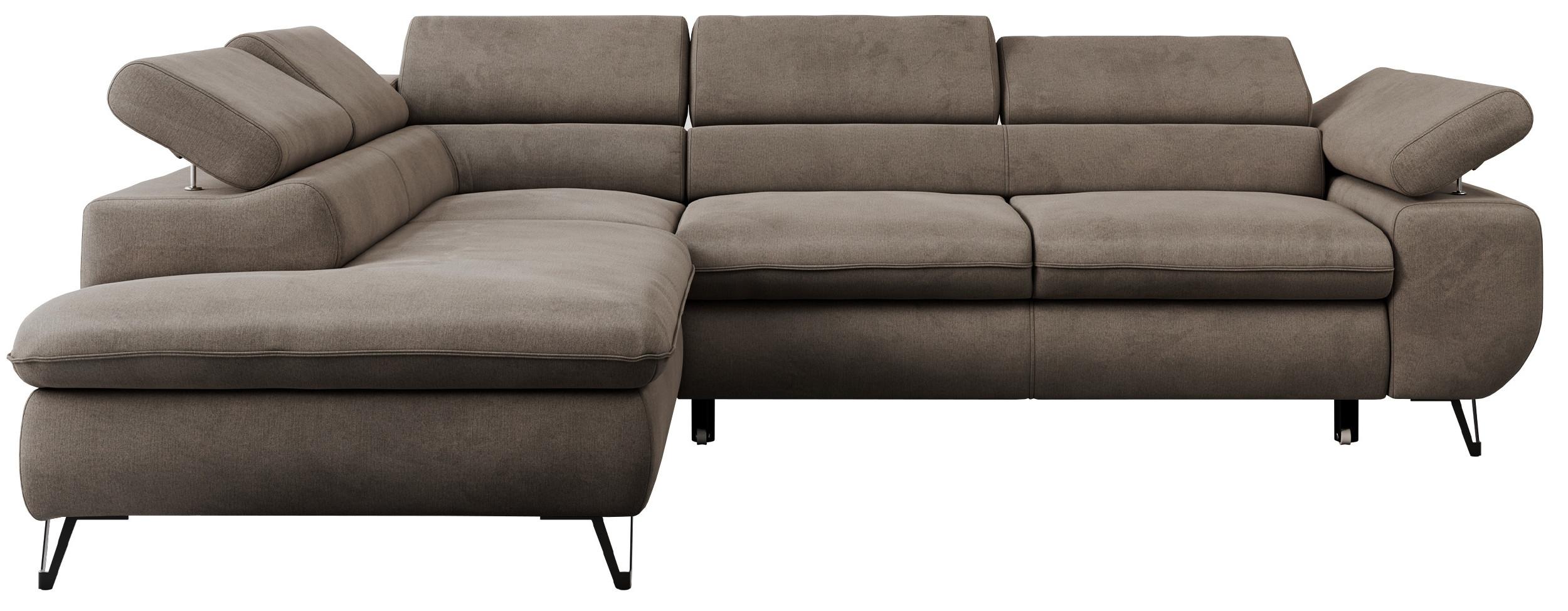 ECKSOFA PETER L Braun Velvet - Links Seite - Schwarz/Braun, Textil/Metall (208/273cm) - MKS