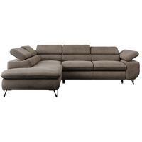 ECKSOFA PETER L Braun Velvet - Links Seite - Schwarz/Braun, Textil/Metall (208/273cm) - MKS