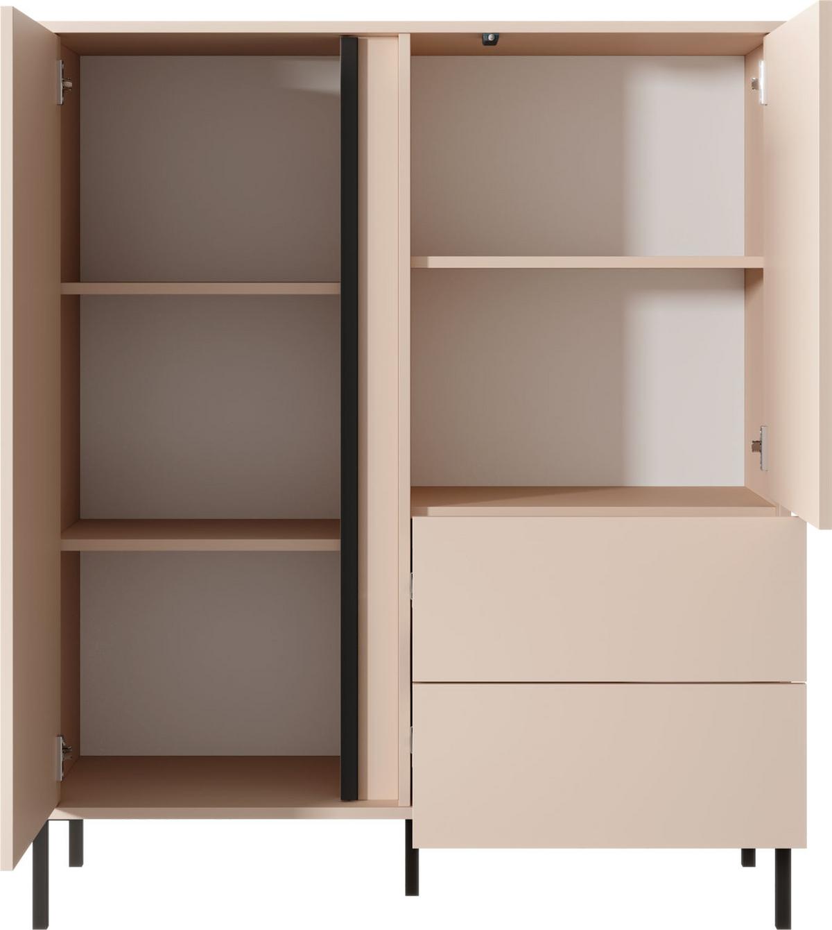 HIGHBOARD Donna in Beige 103/123/40 cm - Beige/Schwarz, Holzwerkstoff/Metall (103.3/123.4/39.5cm) - WFL GROUP
