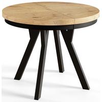 RUNDER Esstisch ausziehbar – Moderner Wohnzimmertisch und Küchentisch – Tisch mit Stabile Konstruktion, Durchmesser 100 cm - 200 cm - Farbe Lancelot - Beige/Schwarz, Holzwerkstoff (100/100/77cm) - Alpi-Möbel