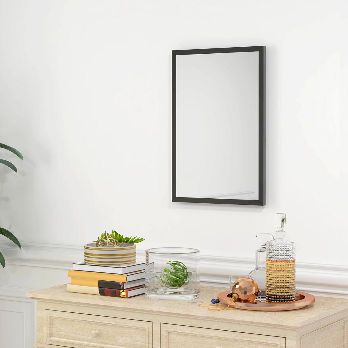 WANDSPIEGEL MDF Glas Schwarz - Schwarz, Holzwerkstoff (2/60/40cm) - HOMCOM