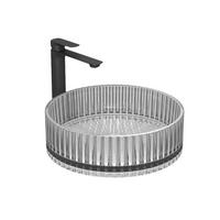 WASCHBECKEN Klarglasspüle Grau Ø40 / 12 cm - Transparent, Glas (40/12/40cm) - EMKE