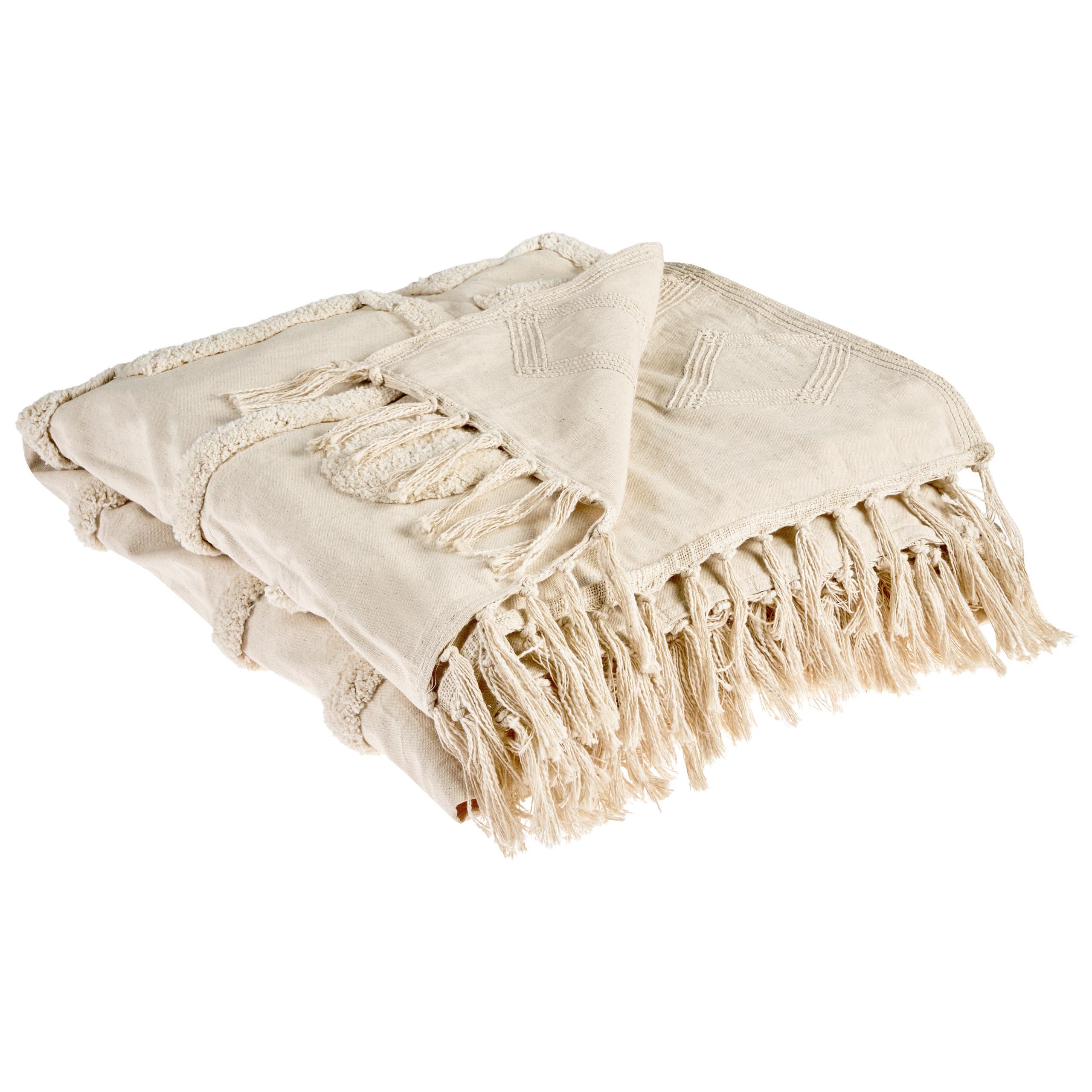 KUSCHELDECKE Baumwolle 190/190 cm Beige Chack - Beige, Textil (190/190cm) - Beliani