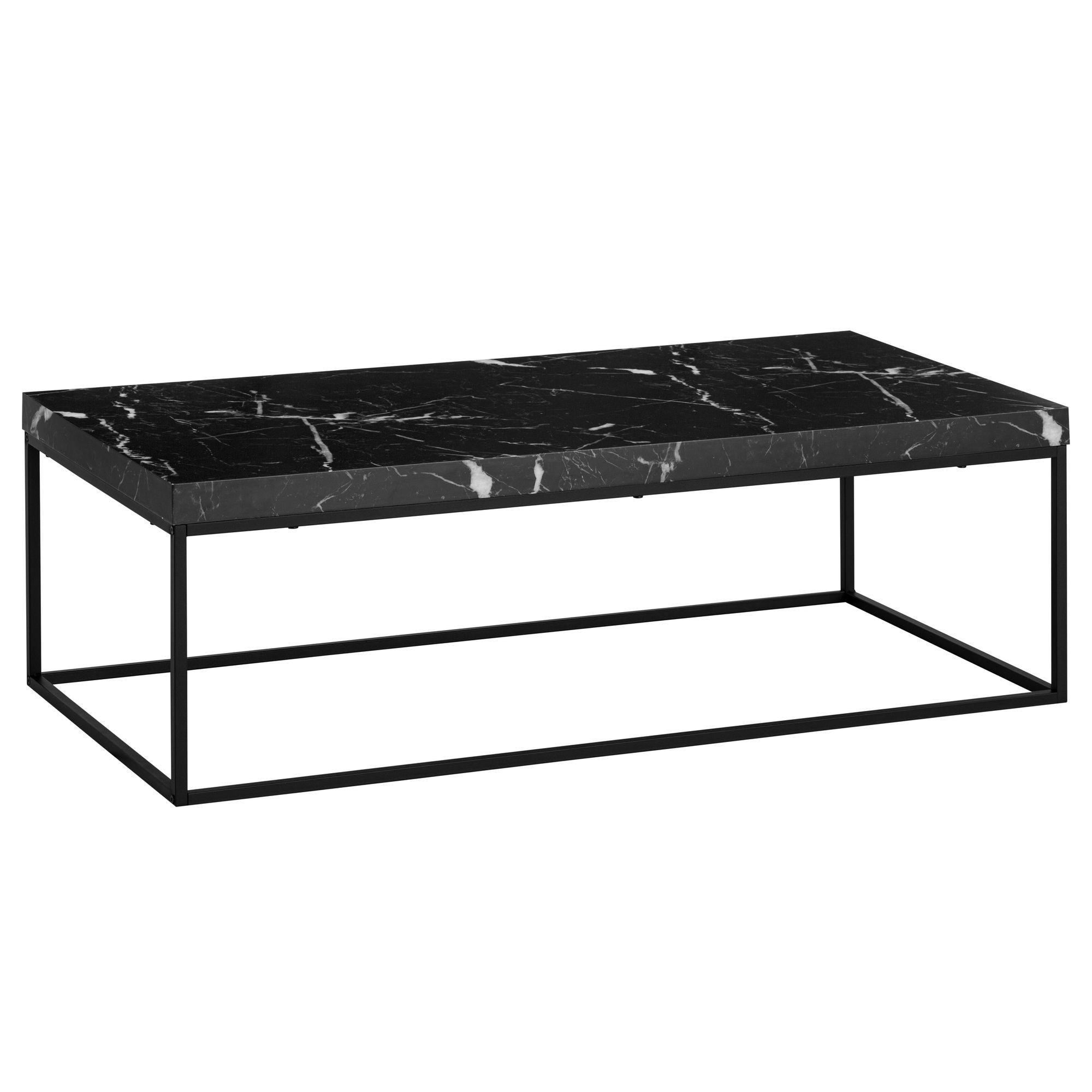 COUCHTISCH in Stein-Optik mit Metallbeinen, Modernes Design, Rechteckig, Groß, Schwarz 120x60x38 cm - Schwarz, Holzwerkstoff/Metall (60/120/38cm) - KADIMA DESIGN