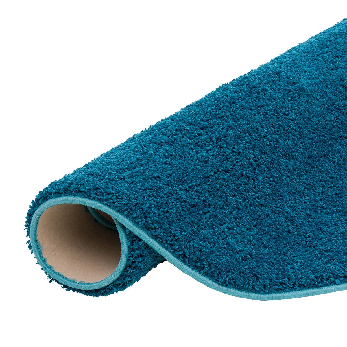 LUXUS HOCHFLOR LANGFLOR TEPPICH MILANO RUND - Petrol, Textil (160/160cm) - Snapstyle