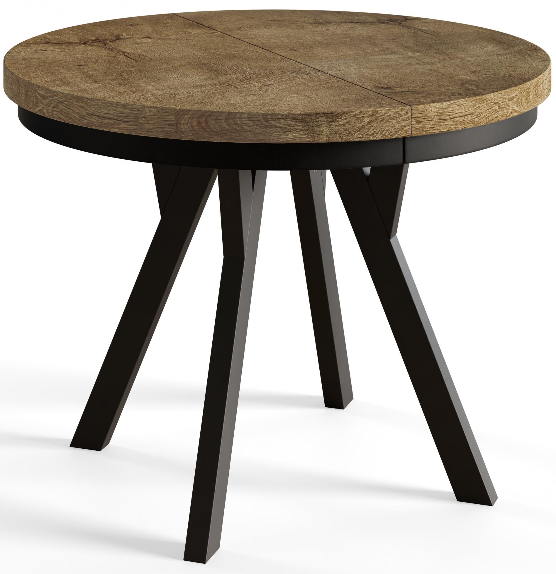 RUNDER Esstisch ausziehbar – Moderner Wohnzimmertisch und Küchentisch – Tisch mit Stabile Konstruktion, Durchmesser 100 cm - 200 cm - Farbe LEFAKS - Dunkelbraun/Schwarz, Holzwerkstoff (100/100/77cm) - Alpi-Möbel