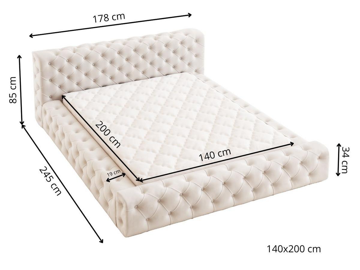 POLSTERBETT Palini 140x200 Grau - Grau, Textil (140/200cm) - Graingold