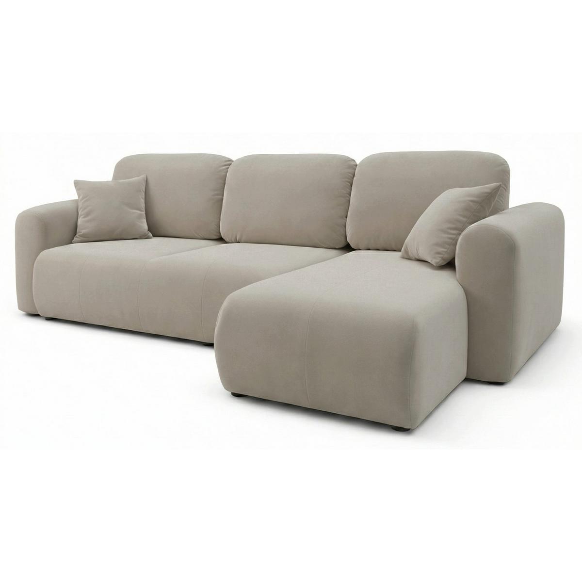 ECKSOFA Olido Beige-Samt - Beige/Schwarz, Kunststoff/Textil (245/150cm) - Selsey