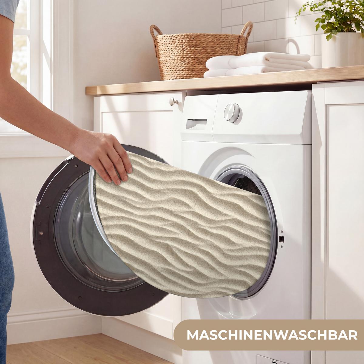 WC-VORLEGER Sand - Wellen - Beige Toilettenteppich 70x70 cm - Beige, Textil (70/1cm) - OnlyWow