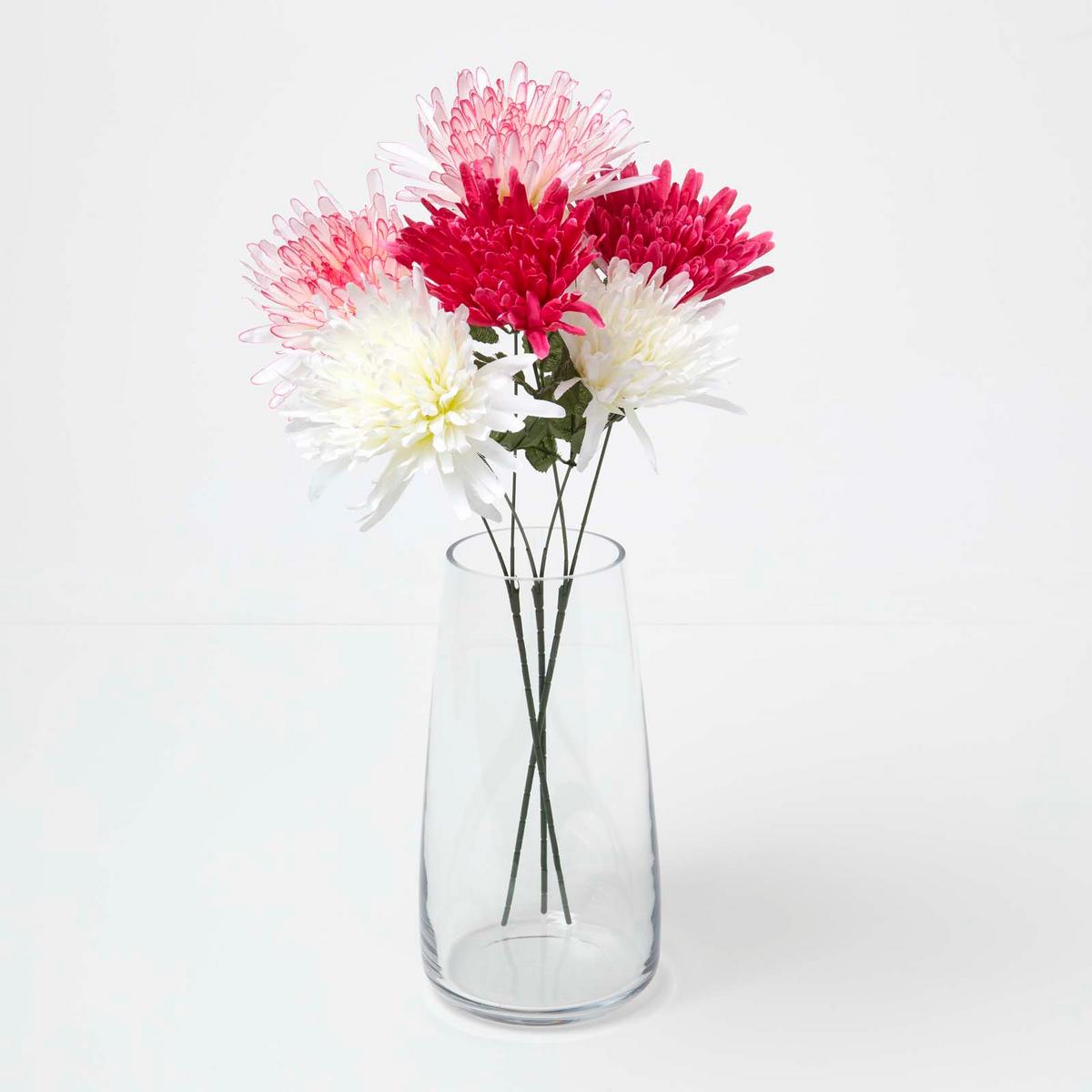 KUNSTBLUMEN Chrysanthemen rot, creme & rosa, 3er-Set langstielig 60 cm - Multicolor, Kunststoff (60cm) - Homescapes