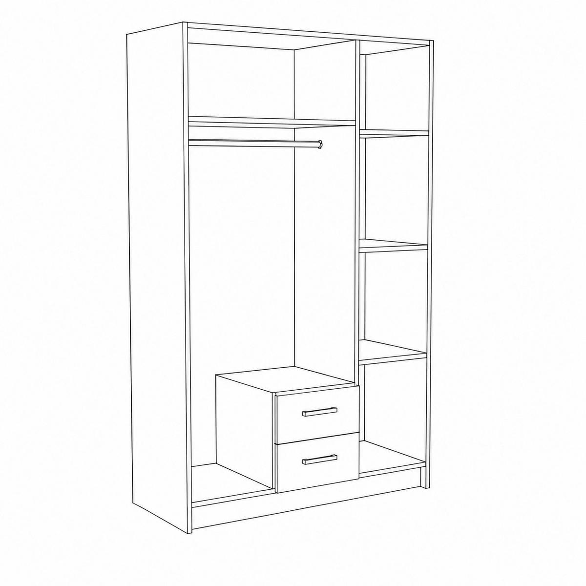 DREHTÜRENSCHRANK PINELLO 120/195/55cm 2-türig mit Spiegel Eiche Artisan - Eiche Artisan, Holzwerkstoff (120/195/55cm) - MASSENO