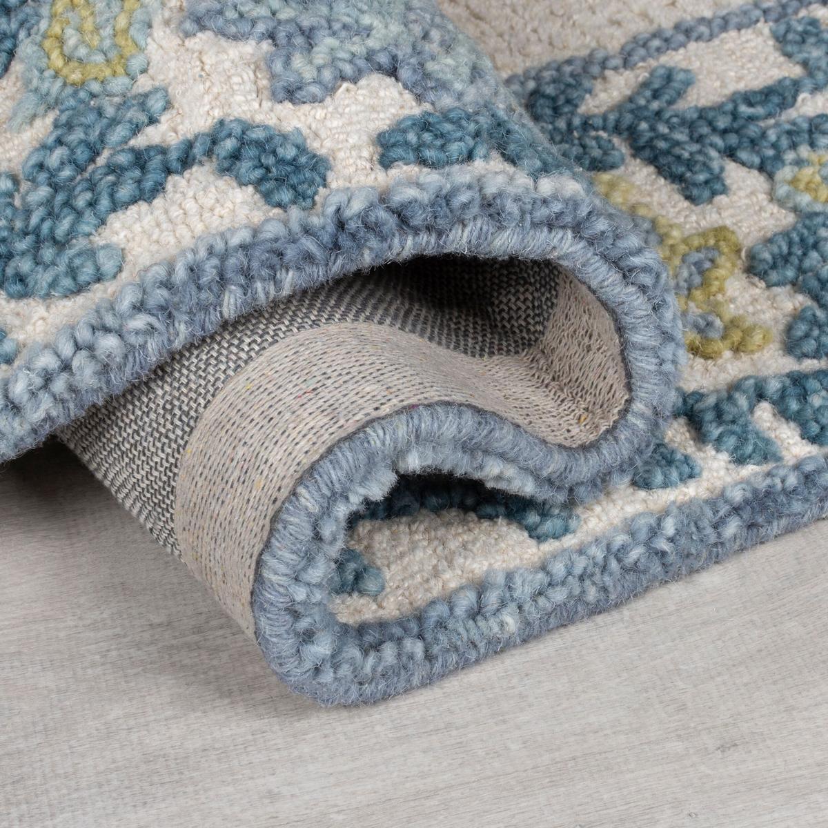 WOLLTEPPICH BROK, mit Bordüre, Blau, 200 x 290 cm - Blau, Textil (290/200cm) - KADIMA DESIGN