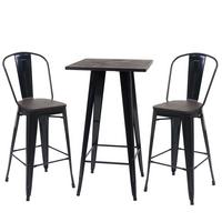 STEHTISCH-SET METALL rechteck Schwarz 3er-Set - Schwarz, Holz (60/60/117cm) - MCW