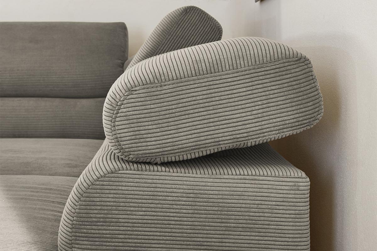 ECKSOFA MIT MOTORISCHEM SITZVORZUG DELIA Grau Cord Relaxfunktion - Schwarz/Grau, Textil/Metall (276/219cm) - KAWOLA