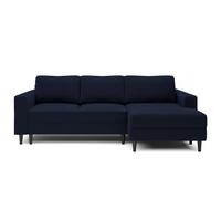 ECKSOFA Nalika Dunkelblau Velours - Schwarz/Dunkelblau, Holz/Textil (230/143cm) - Selsey