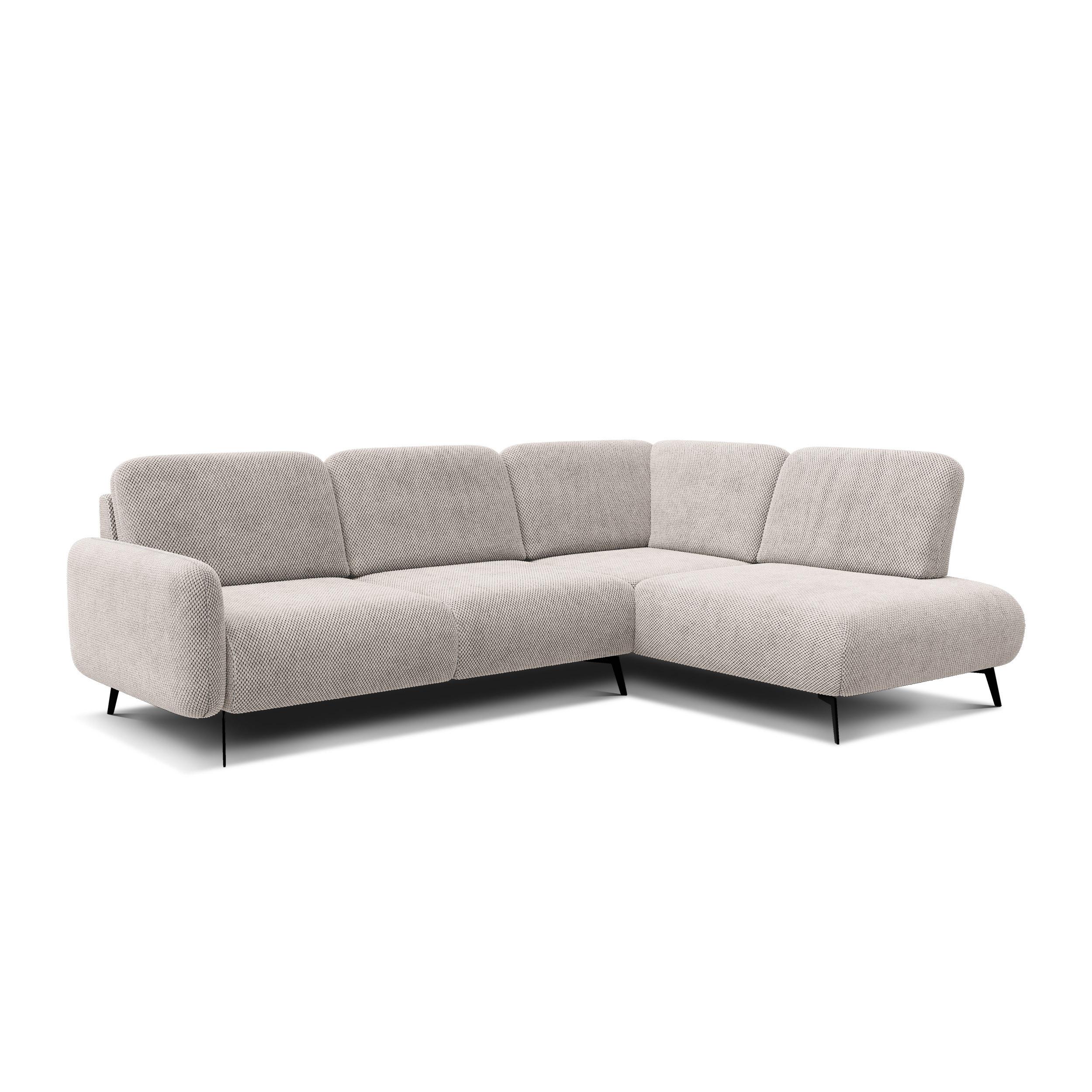 ECKSOFA FEBE 5-Sitzer rechts, beige - Beige/Schwarz, Holz/Textil (271/190cm) - Wozimo