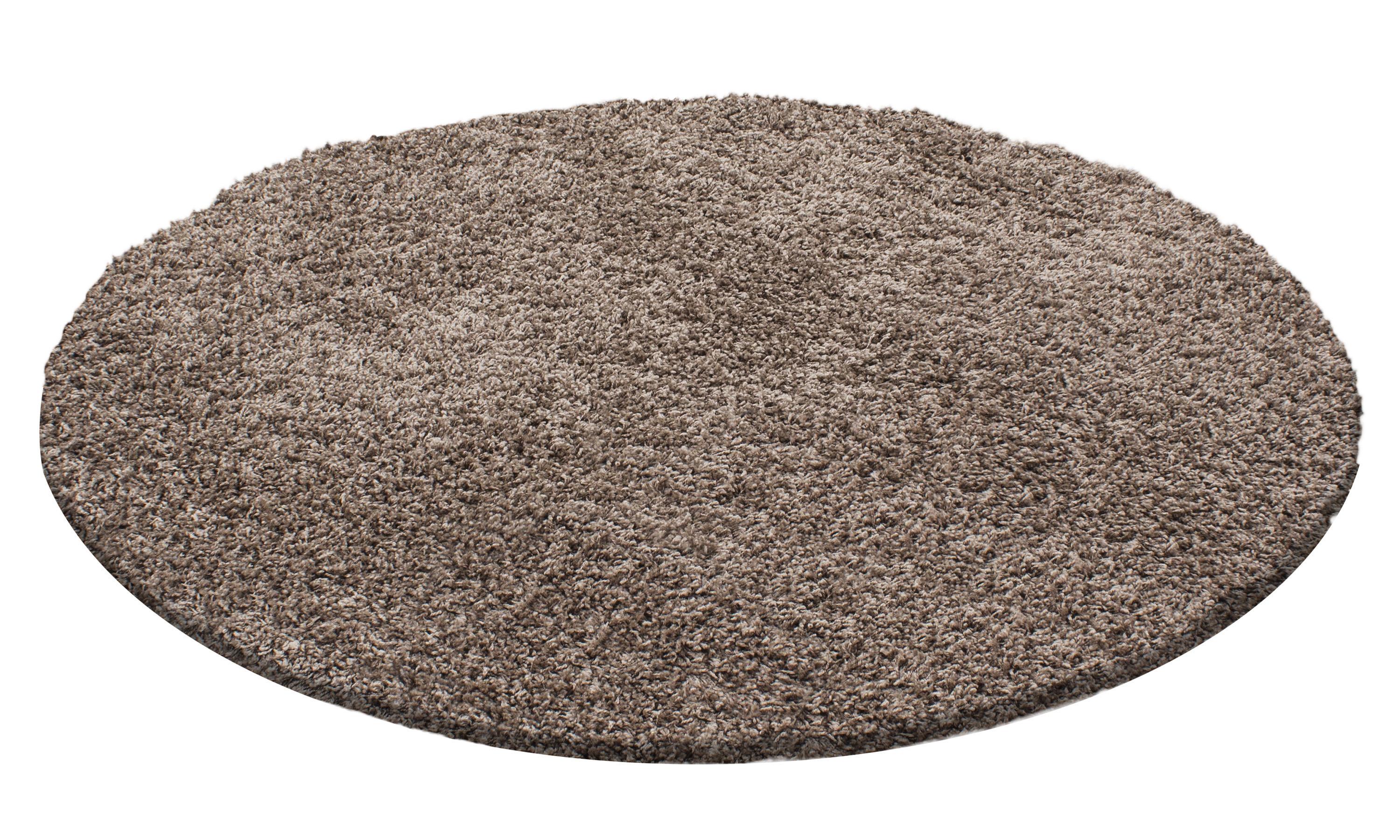 HOCHFLORTEPPICH RHEIN, einfarbig, aus Polypropylen, Mokka, Ø 80 cm - Braun, Textil (80/80cm) - KADIMA DESIGN