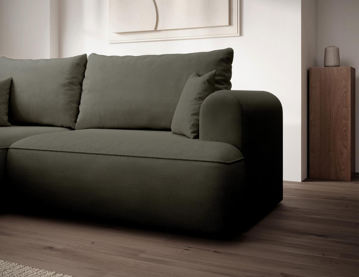 ECKSOFA Ovo Mini Olivgrün links - Schwarz/Olivgrün, Kunststoff/Textil (238/156cm) - Selsey