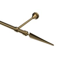 GARDINENSTANGE Primus Lorenzo 320 cm (geteilt in 2 x 160 cm), 1-läufig (ohne Ringe), 16 mm Ø Messing Antik - Messingfarben/Bronzefarben, Metall (320cm) - INTERDECO