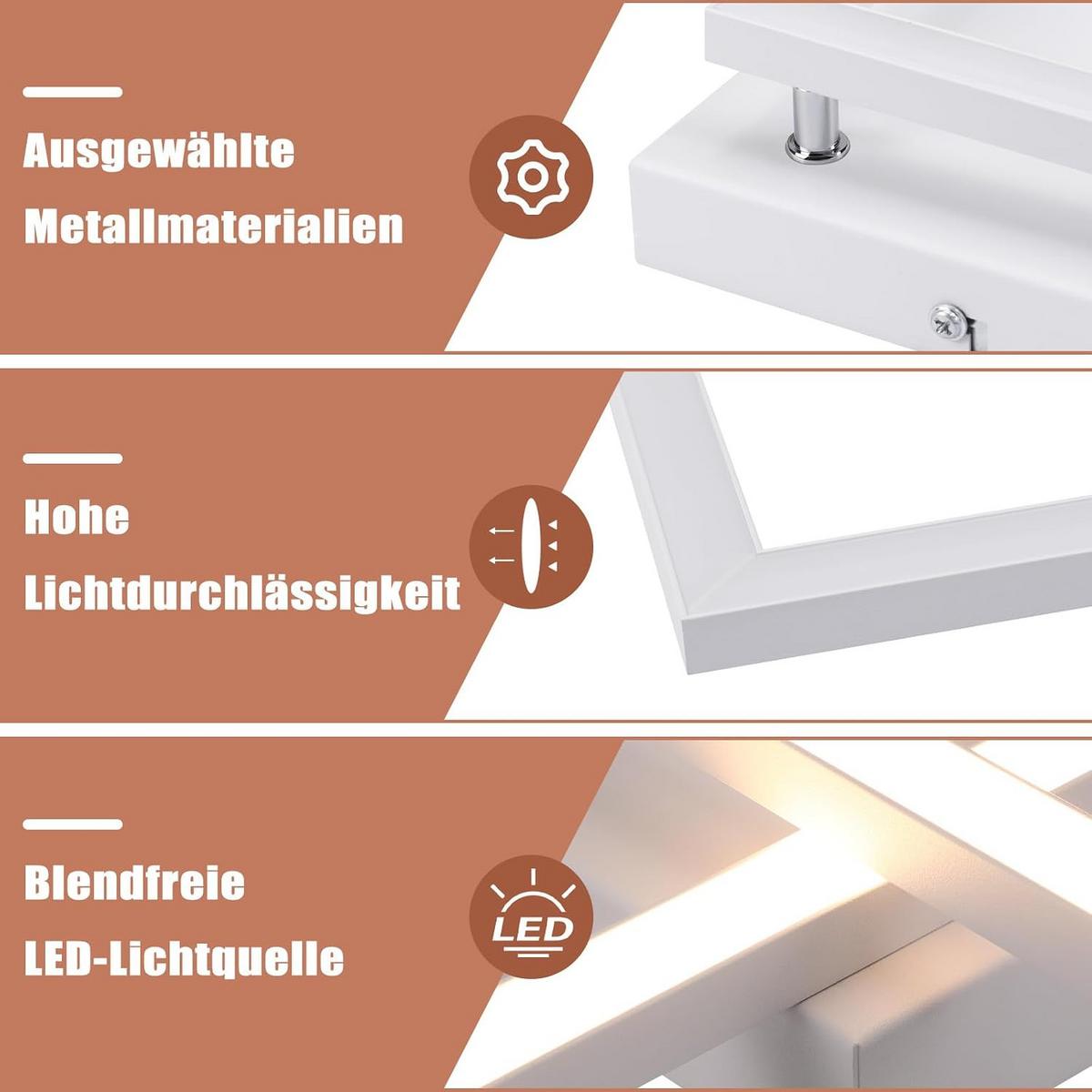 LED-DECKENLEUCHTE Eichwacht 46.1/5.8/46.1 cm - Weiß, Metall (46.1/46.1/5.8cm) - ZMH
