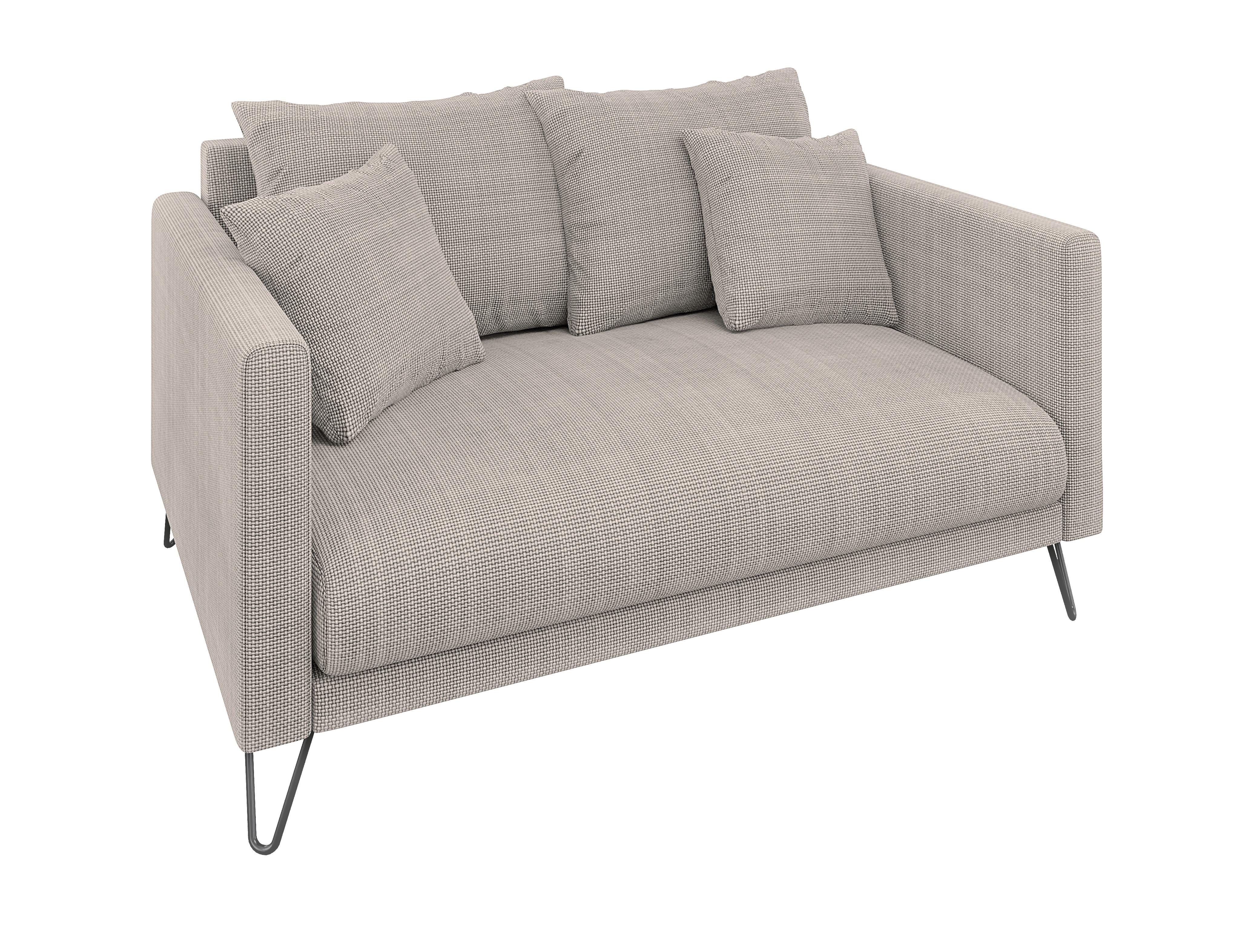 2-SITZER-SOFA Harmony Taupe Chenille - Taupe/Schwarz, Holz/Textil (140/85/100cm) - S-Style Möbel