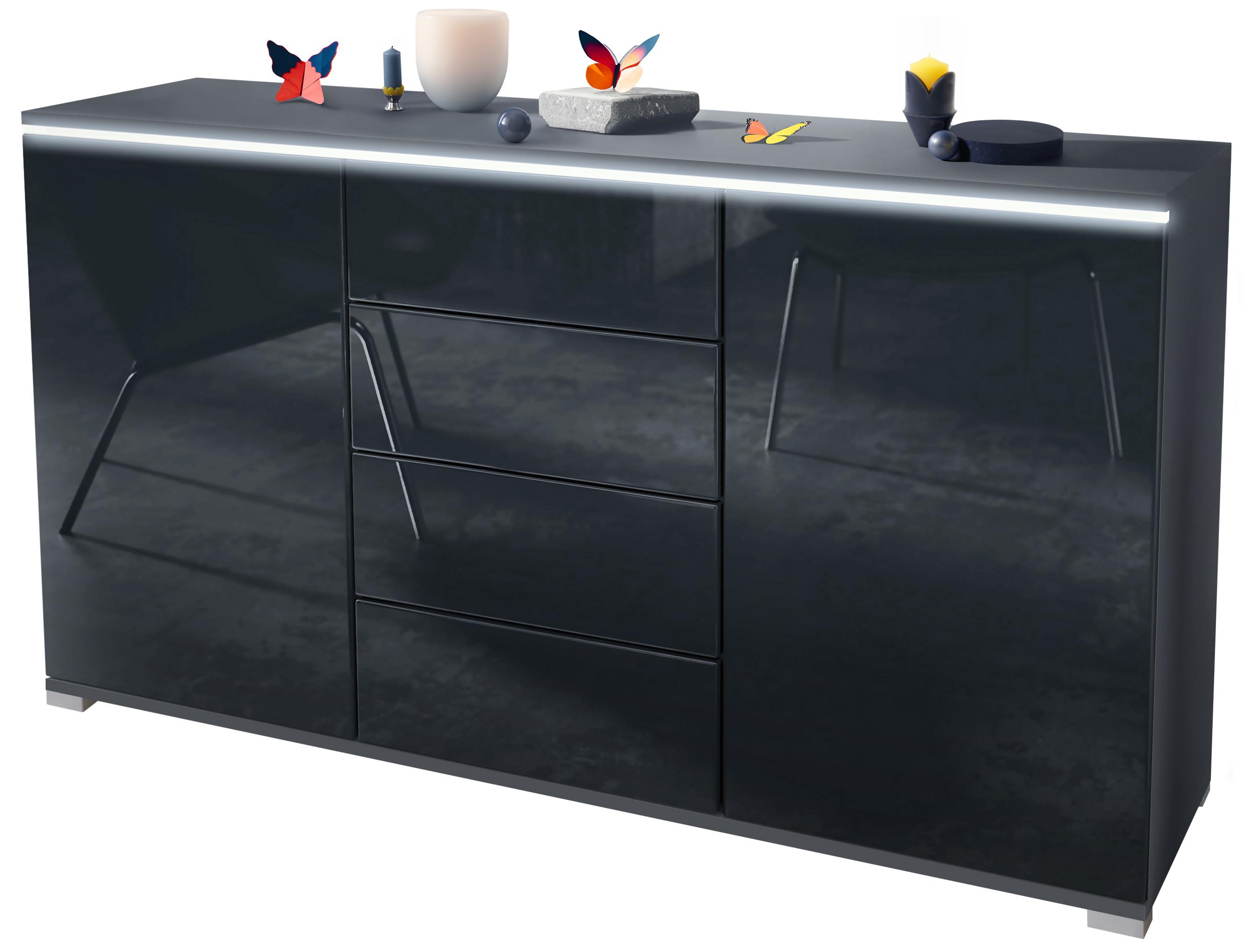 SIDEBOARD Faro Schwarz Hochglanz - Schwarz Hochglanz, Holzwerkstoff (138.5/75.5/35cm) - Vladon
