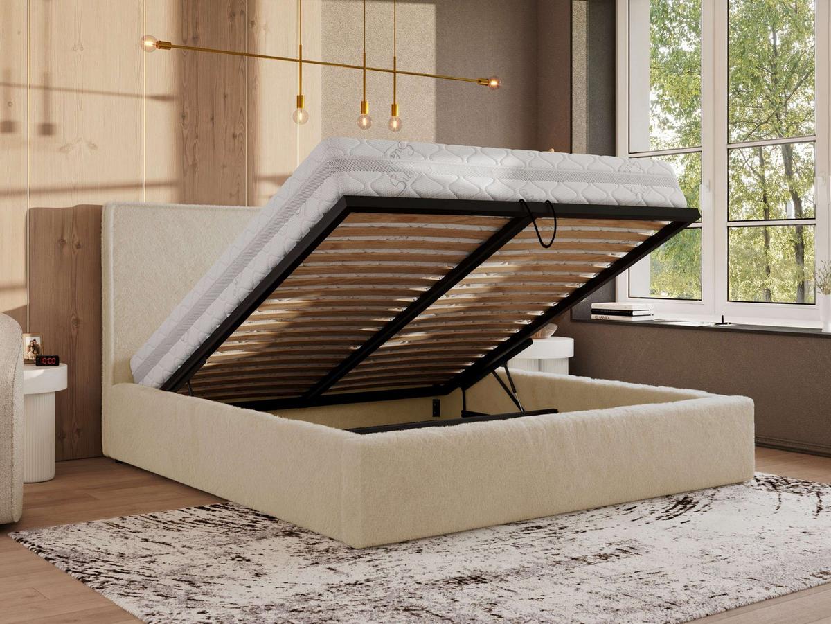 POLSTERBETT CORIVO CLASSIC 200/200 - Creme Plüsch - Multipocket-Matratze - Creme, Textil (200/200cm) - MKS