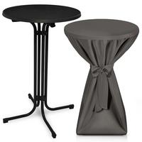 STEHTISCH Bellini Ø 80cm Schwarz mit Premium Stehtischhusse Ø 80cm Anthrazit - Anthrazit, Metall (80/80/110cm) - Beautissu 