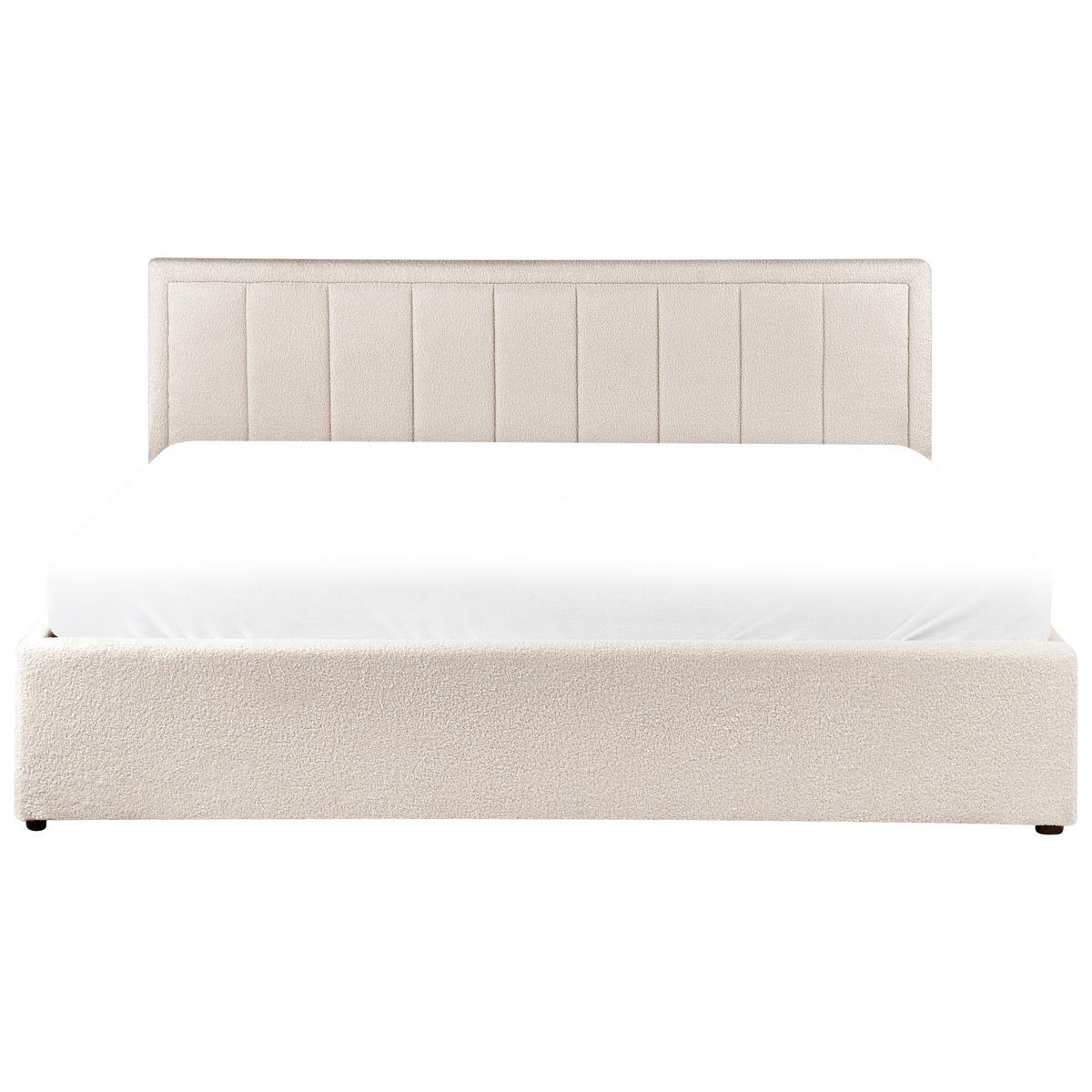 BETT mit Stauraum 180/200 cm Bouclé Beige Montlaur - Beige, Textil (180/200cm) - Beliani
