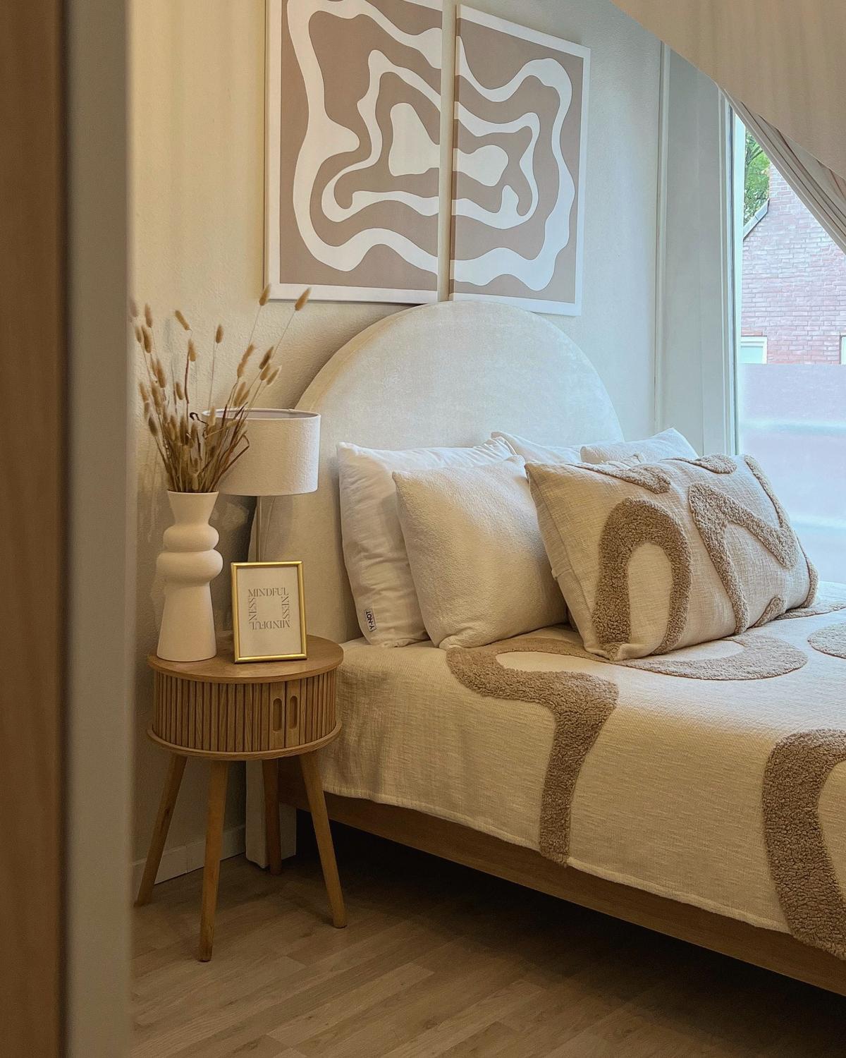 BETT 160/200cm Cremeweiß Millay - Creme, Textil (160/200cm) - Beliani