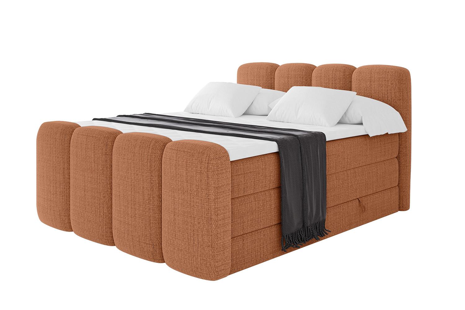 BOXBETT mit Matratze H3|H4 und Lattenrost - NINA-Z KING - 120x200 cm Aragon - Apricot - Orange, Holzwerkstoff (120/200cm)