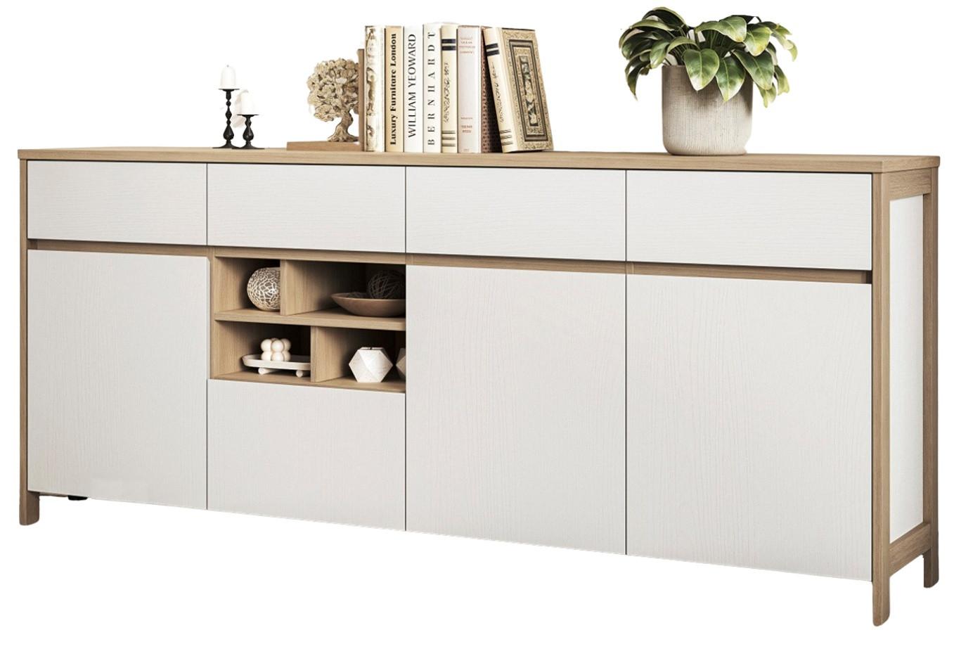SIDEBOARD weiß und Eiche, Kommode skandinavisch 193 x 85 cm mit Soft-Close-Funktion - Eichefarben/Weiß, Holzwerkstoff/Metall (193/85/39cm) - Furn.Design