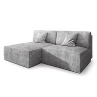 ECKSOFA FIORO P Hellgrau Kordstoff mit Schlaffunktion - Hellgrau/Grau, Holz/Kunststoff (204/148cm) - MASSENO