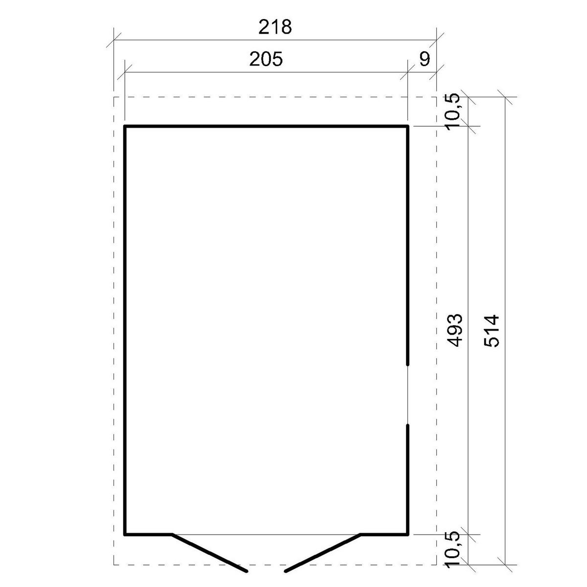 HOLZ-GARTENHAUS (mit Seitenwand) - H244x216x514 cm/10,2 m2 - M341A - Beige, Holz (218/244/493cm) - Timbela