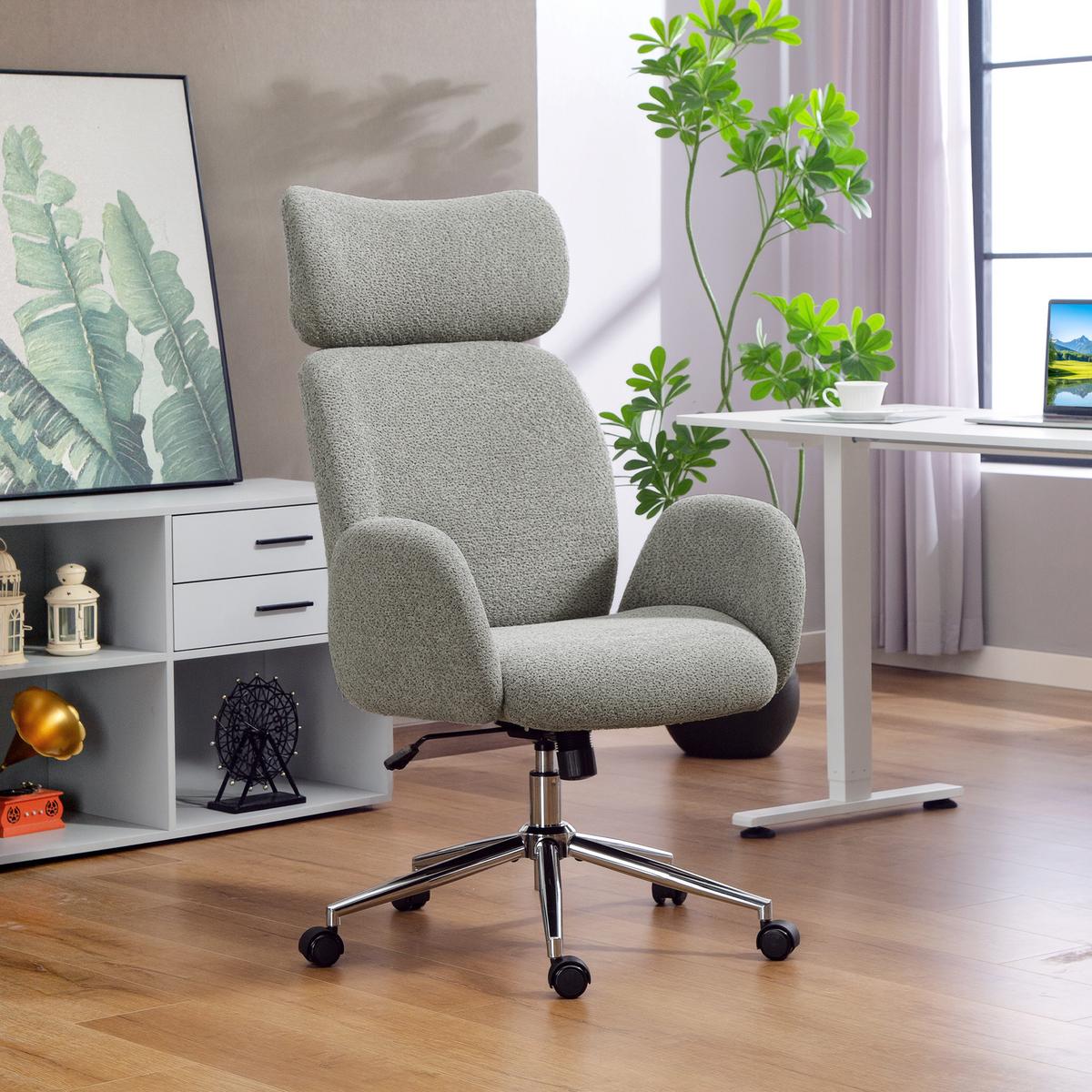 BÜROSTUHL Polyester Dunkelgrau - Dunkelgrau/Silberfarben, Textil/Metall (65/123/75cm) - HOMCOM