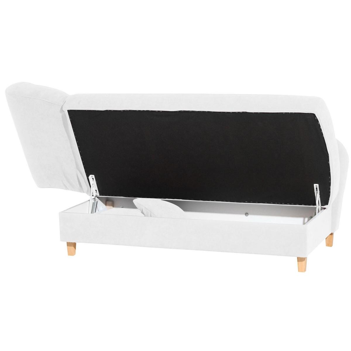 RECAMIERE mit Armteil links klappbar Katia Bezug Veloursstoff Buche natur / creme - Weiß, Kunststoff (190/82/88cm) - 58aufmkessel
