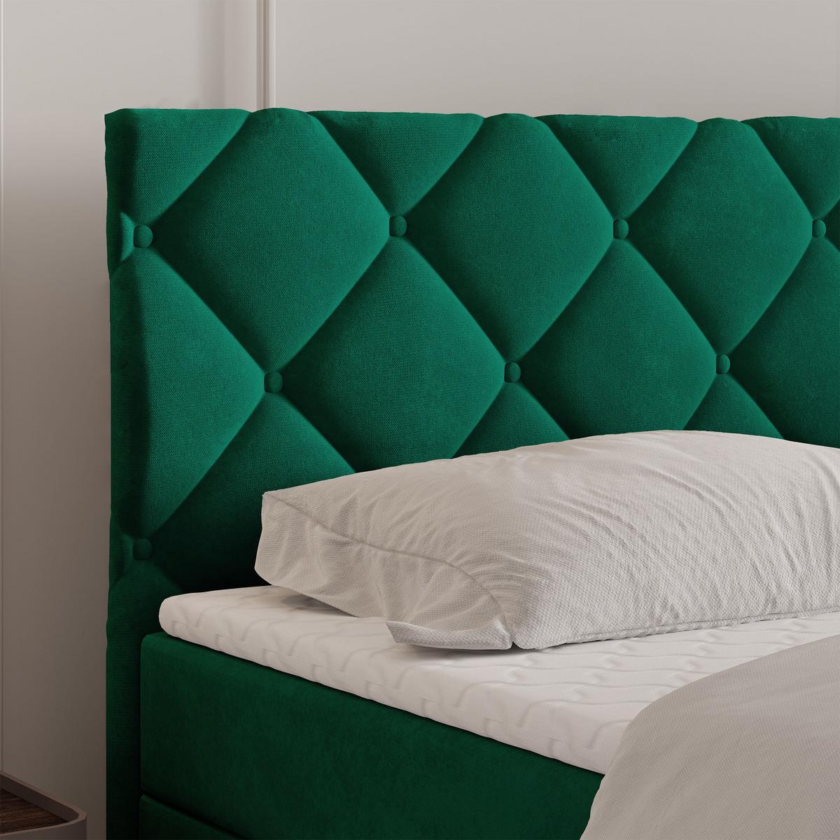 BOXBETT ROVARI 140x200 cm mit Matratze und Topper - Grün - Grün, Holz (140/200cm) - MASSENO