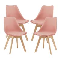 ESSZIMMERSTUHL-SET 4 TLG. Fläten - Hellrosa, Leder (49/81/57cm) - [en.casa]