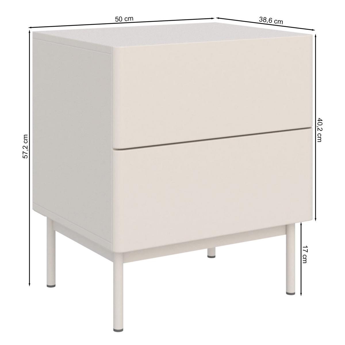 NACHTTISCH Olio 2 Schubladen Kaschmir 50 cm - Kaschmir, Holzwerkstoff/Metall (50/57.2/38.6cm) - Selsey
