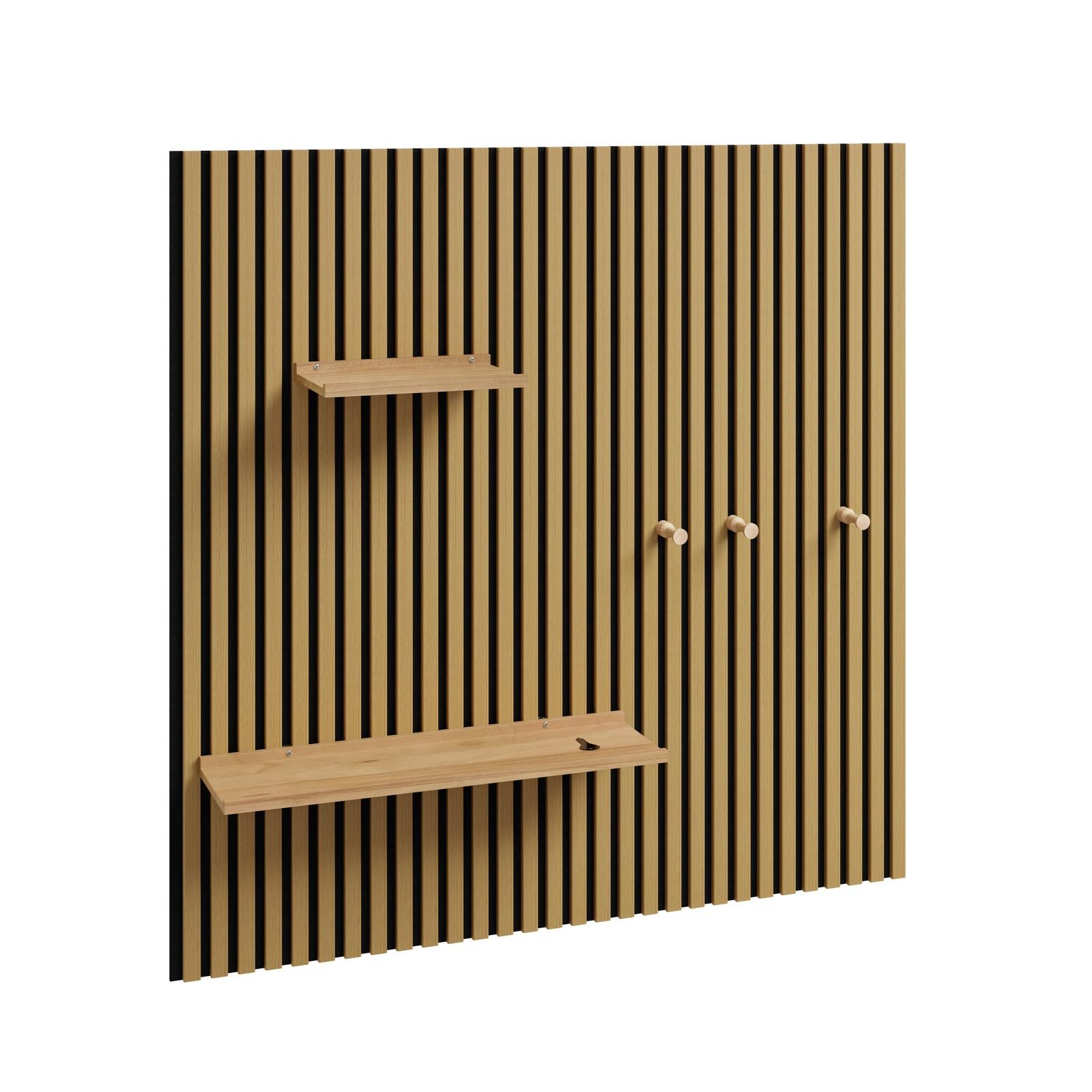 WANDPANEEL mit Regalen und Haken FHK40-N - Naturfarben, Holzwerkstoff (19/120/120cm) - SoBuy