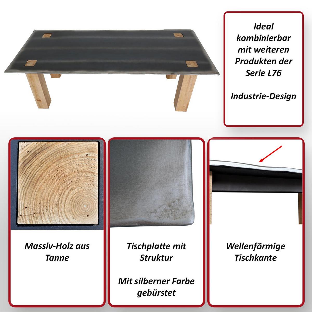 ESSTISCH Braun, Metall - Silberfarben/Braun, Holz (100/240/77cm) - MCW