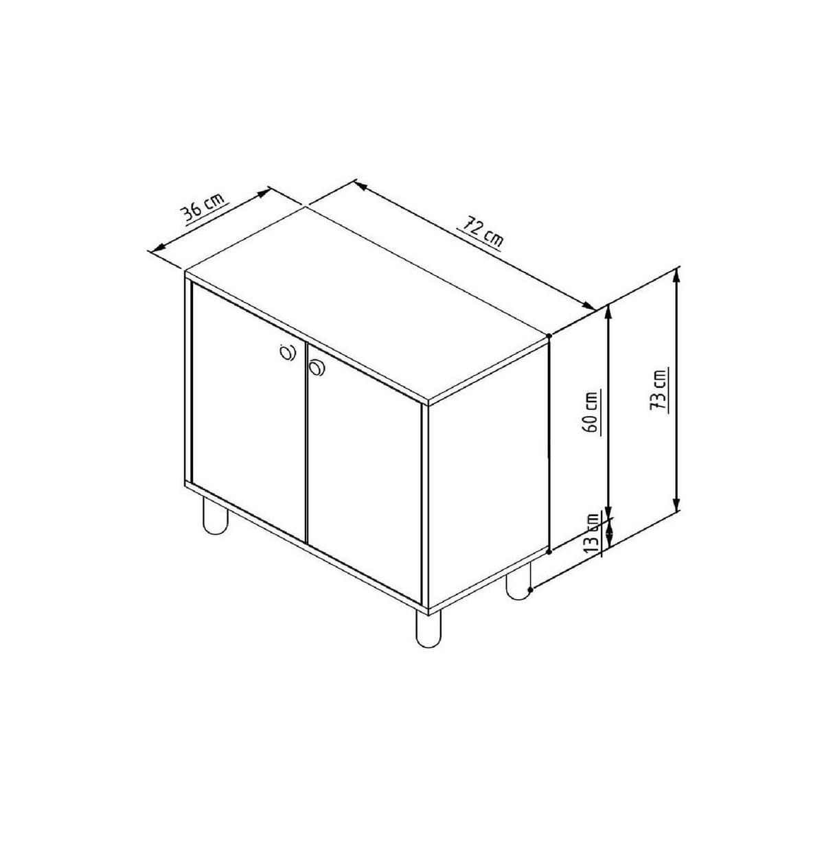 SIDEBOARD mit 2 Türen und Füßen aus massivem Buchenholz 36/72/73 cm - Anthrazit, Holzwerkstoff (36/73/43cm) - Calicosy