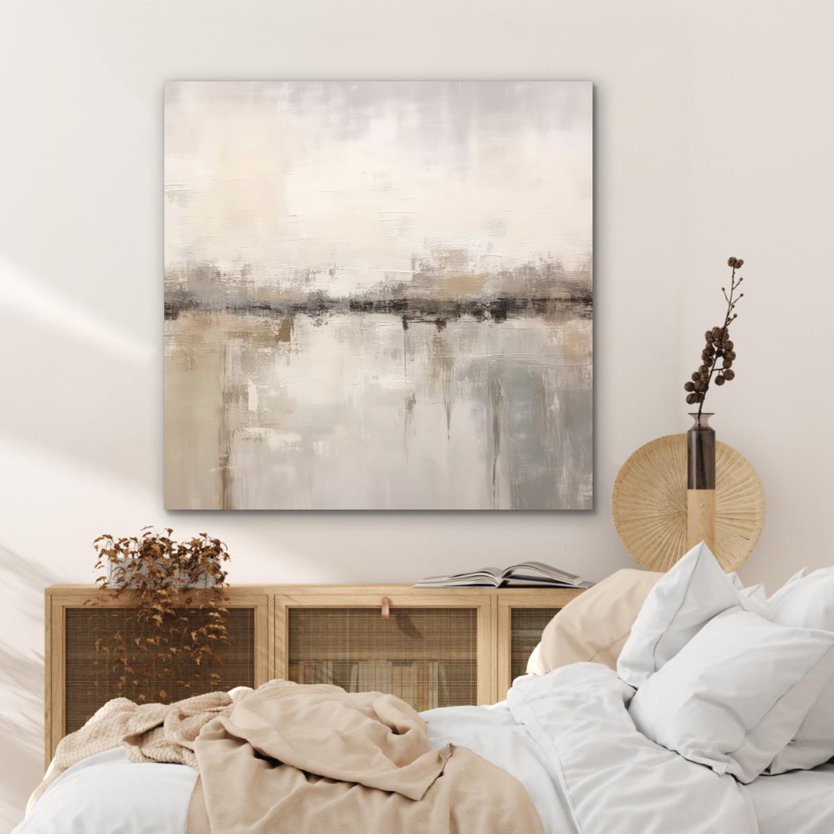 METALLBILD Moderne Kunst - Abstrakt - Beige 90x90 cm - Beige, Metall (90/90cm) - MuchoWow