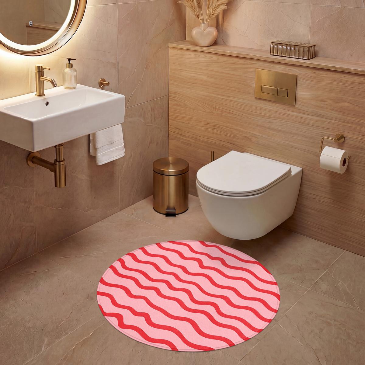 WC-VORLEGER Verspielt - Muster - Rot Toilettenteppich 70x70 cm - Rosa, Textil (70/1cm) - OnlyWow