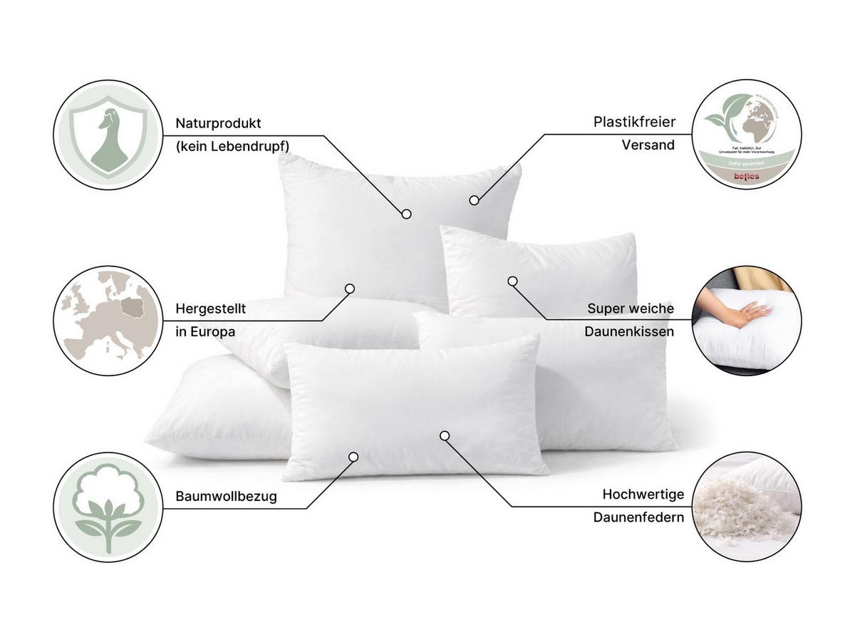 DAUNENKISSEN PublikSoft 40/60 cm - Weiß, Naturmaterialien/Textil (40/60cm) - beties Heimtextil