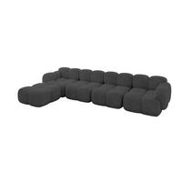 ECKSOFA modulares Sofa Links Miko-L3 390x205x75 Dunkelgrau Velours - Dunkelgrau/Schwarz, Holzwerkstoff/Kunststoff (390/205cm) - ALTDECOR