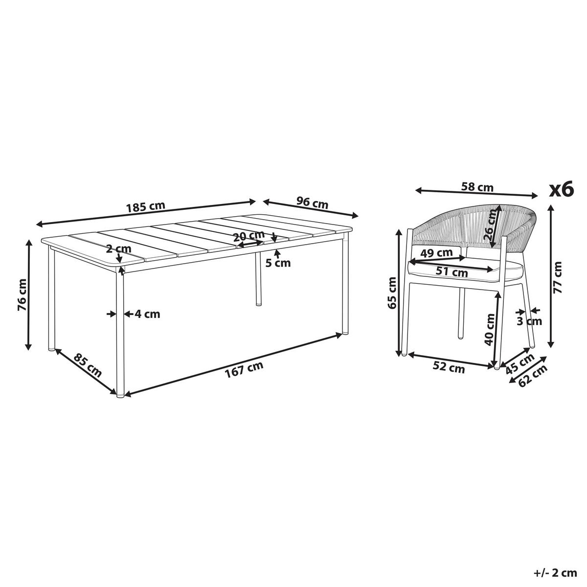 GARTENMÖBEL-SET 6-Sitzer Dunkler Holzfarbton Flavia - Dunkelbraun/Beige, Metall - Beliani